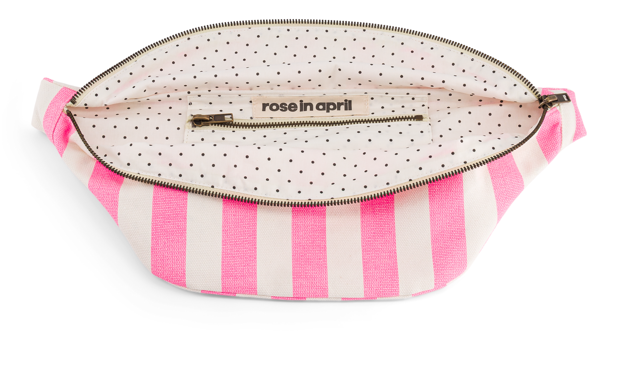 Neon pink striped fanny pack