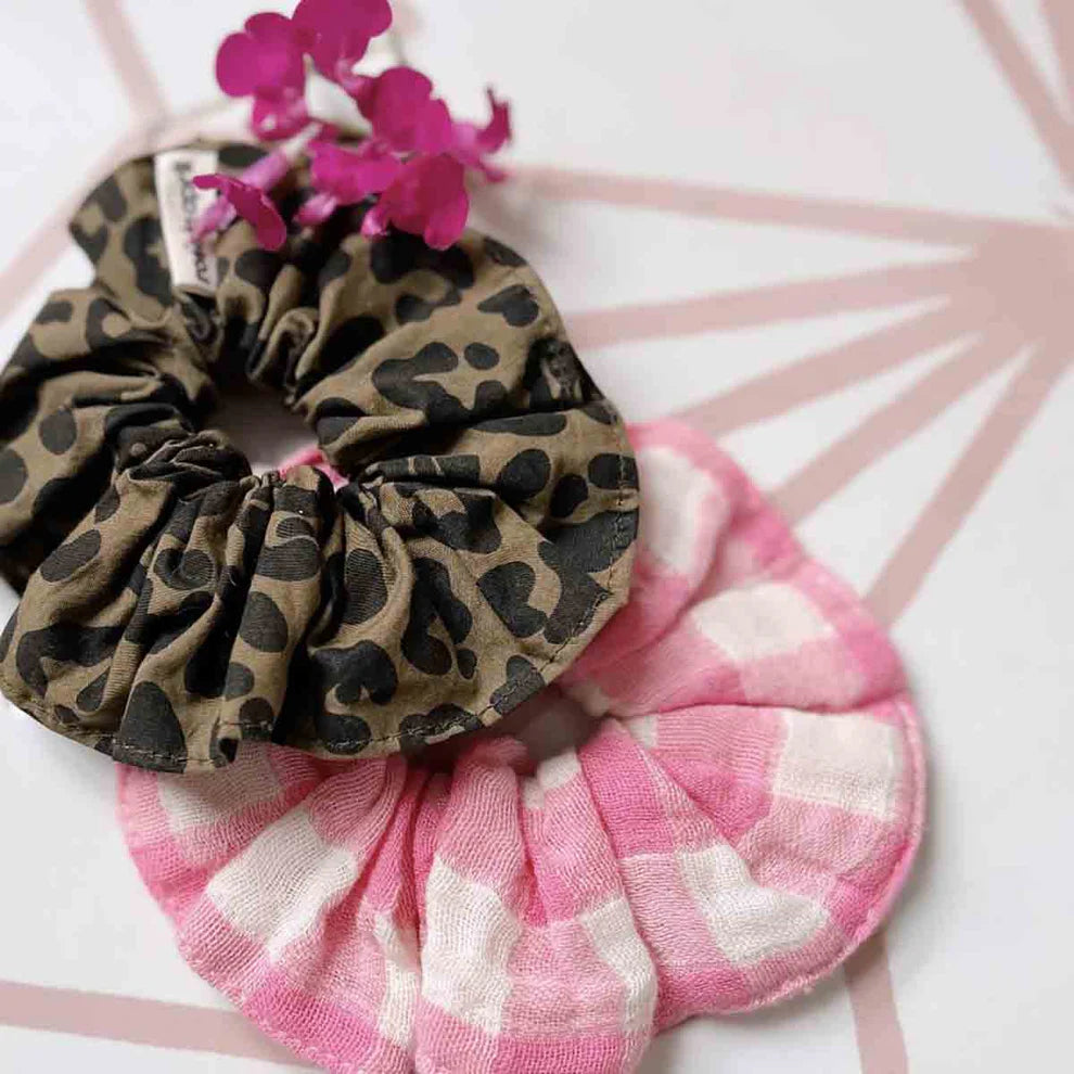 Pink gingham scrunchie
