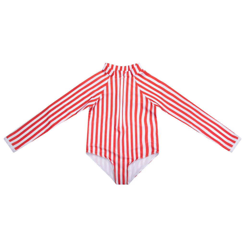 Palombaggia one piece Red/White stripe UPF 50+