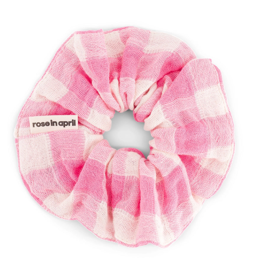 Pink gingham scrunchie