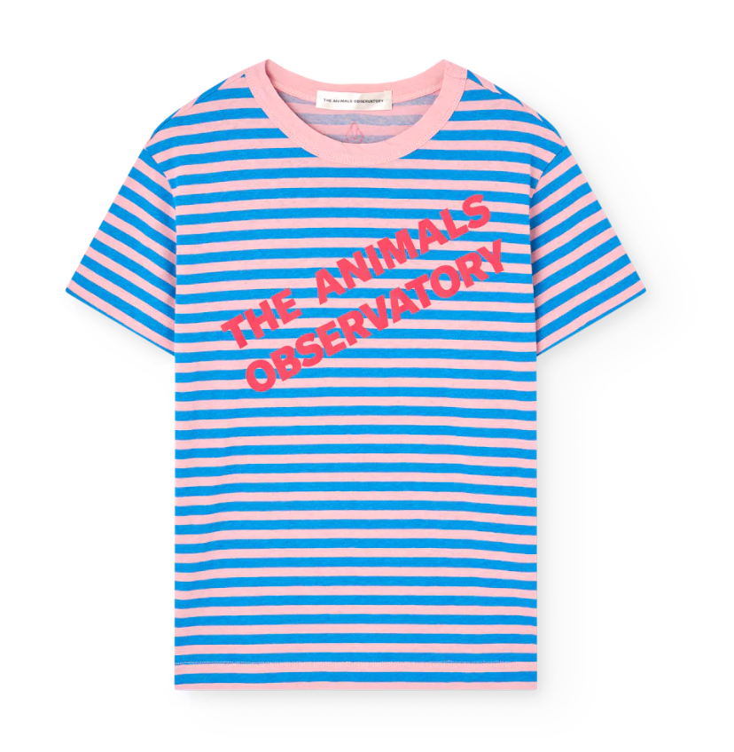 T-shirt courte manches ligneés bleu & ROSE