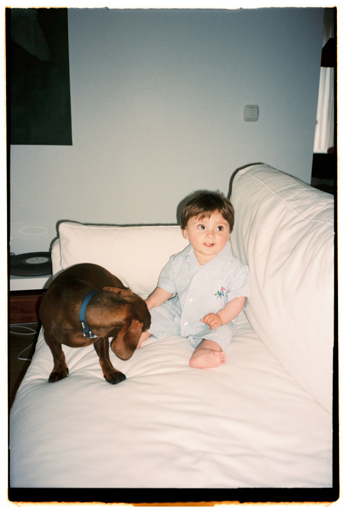 Pantalon Bébé Almond Rayé Bleu Vista