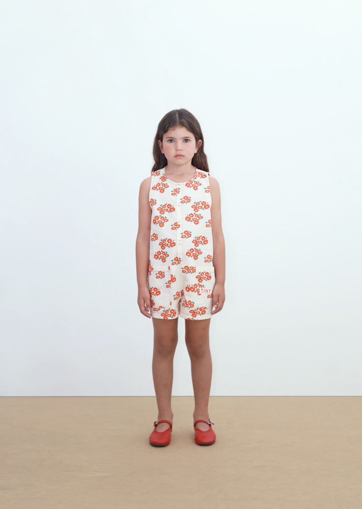 One-Piece Twill Short with Blossoms Print