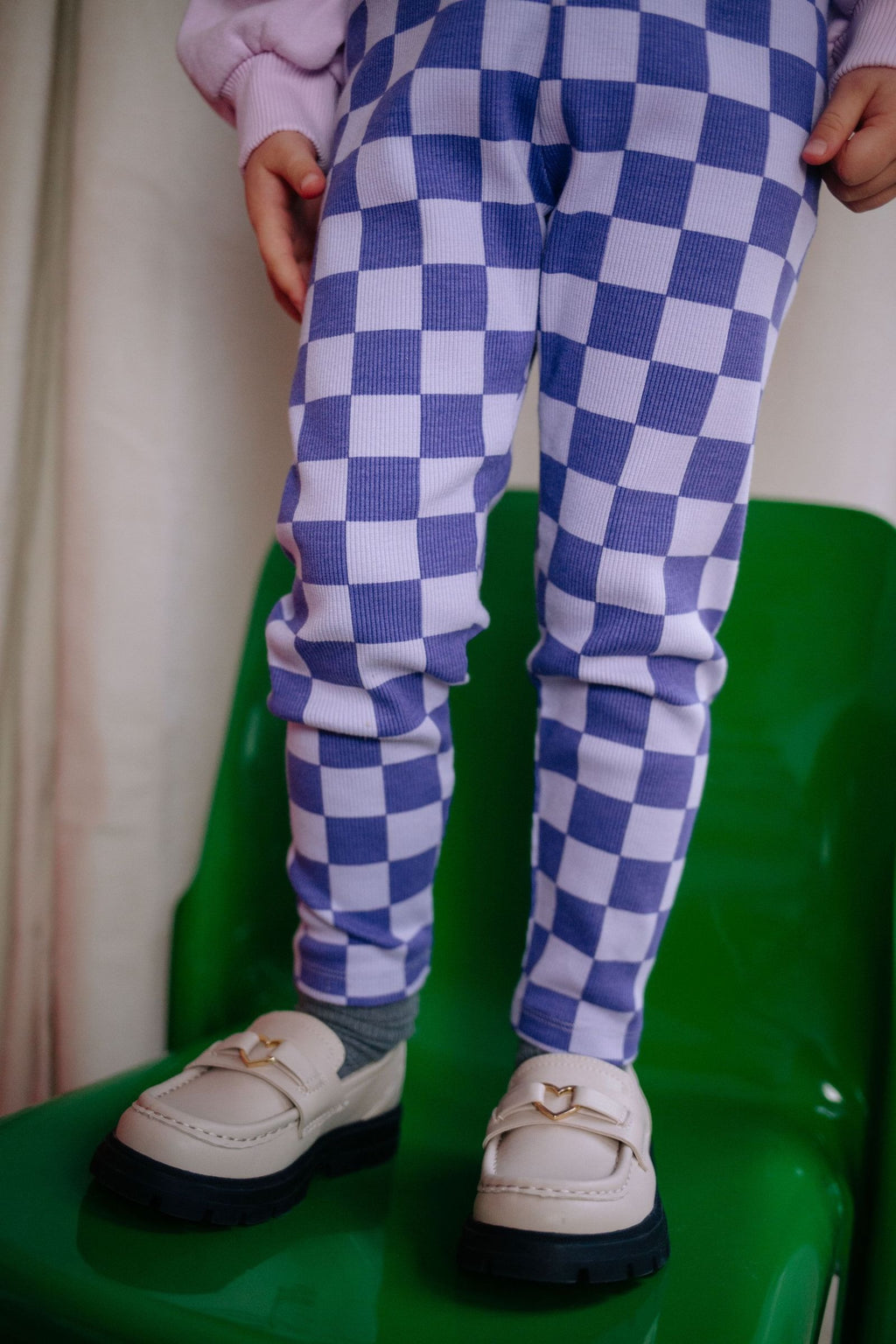 Legging enfant à carreaux Violet