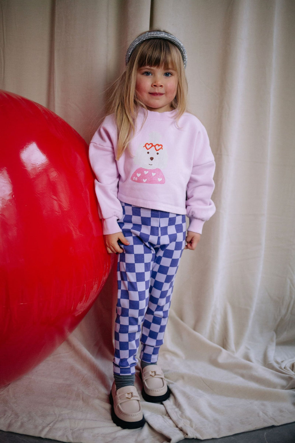 Legging enfant à carreaux Violet