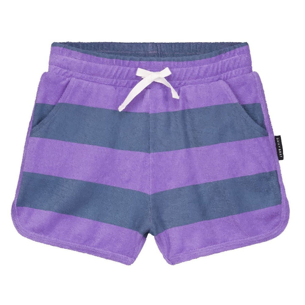 Striped Teal Terry Shorts