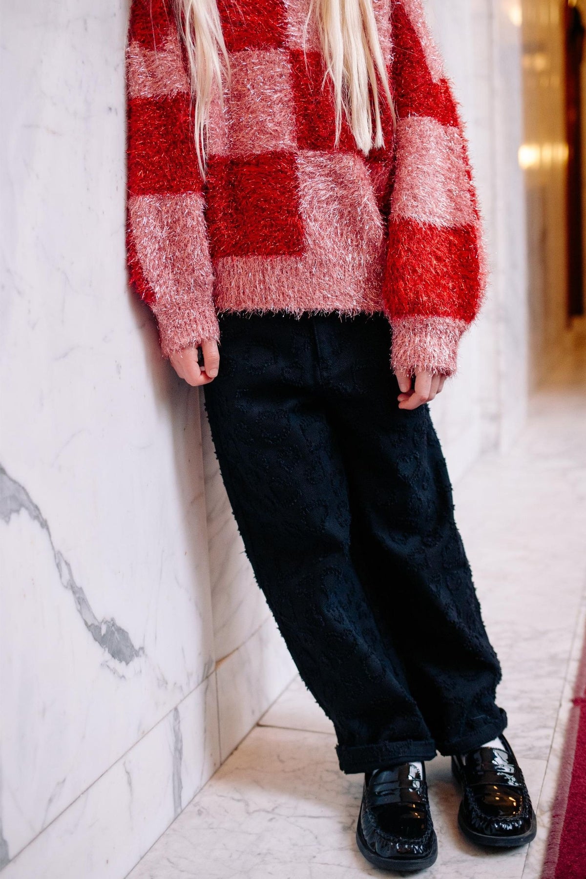 Pink Glitter Stripe Sweater