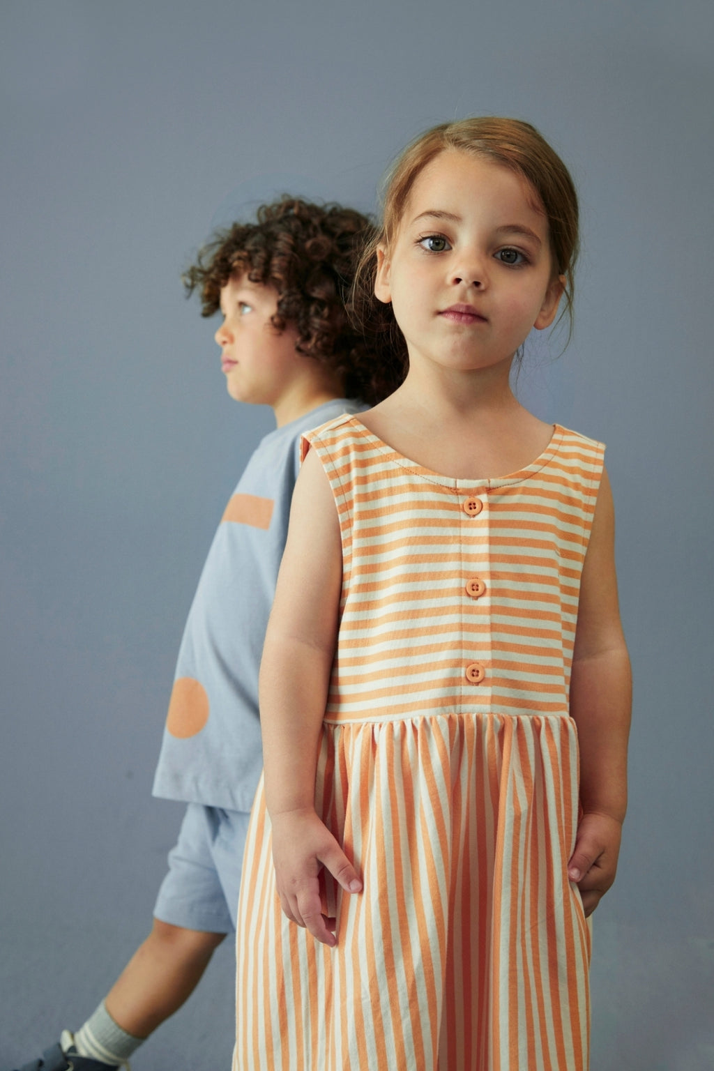 Sleeveless dress in Melon Cream