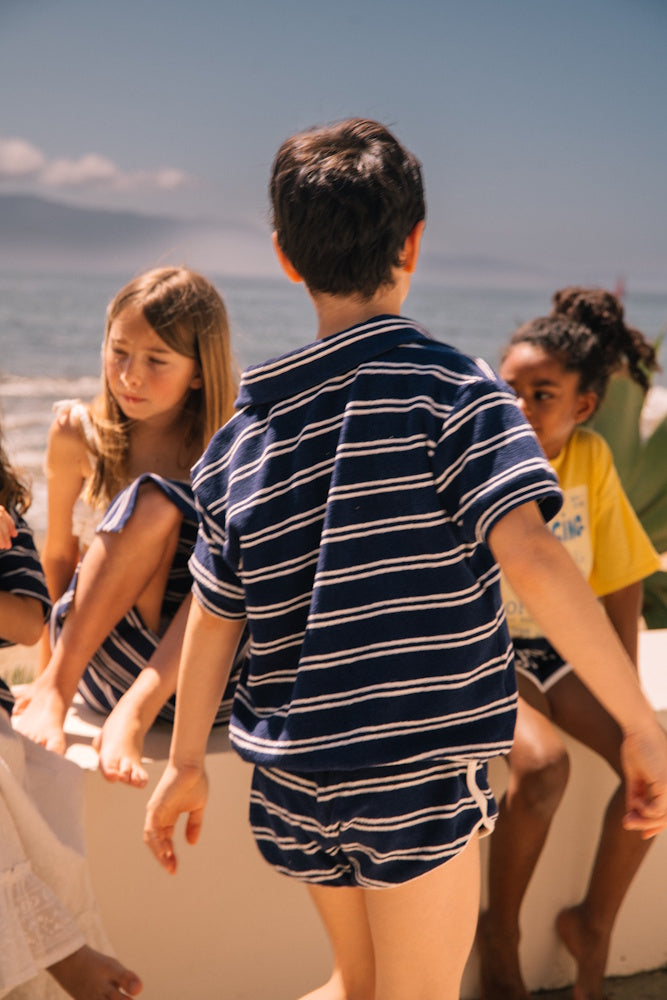 Polo éponge Leonard Navy Stripes