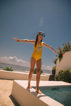 Hailey Shiny Yellow Swimsuit