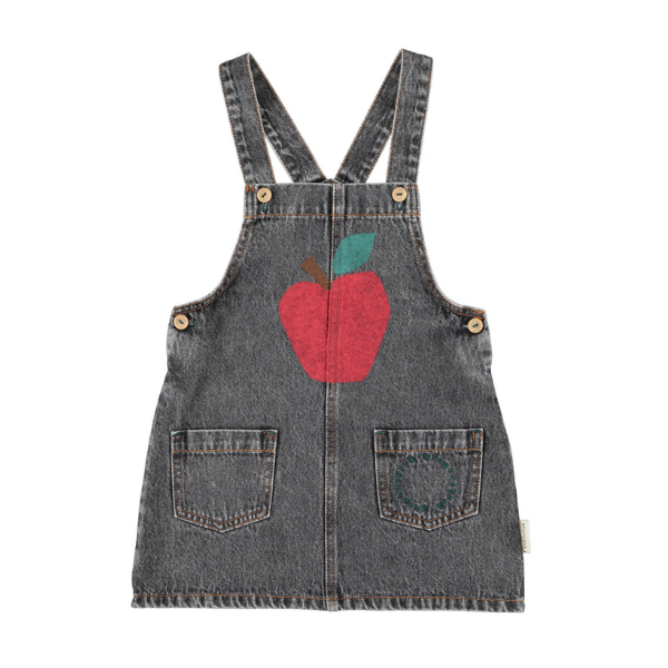 Robe Bretelles Noire Motif Pomme
