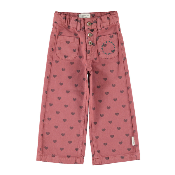 Pink Black Heart Flare Trousers