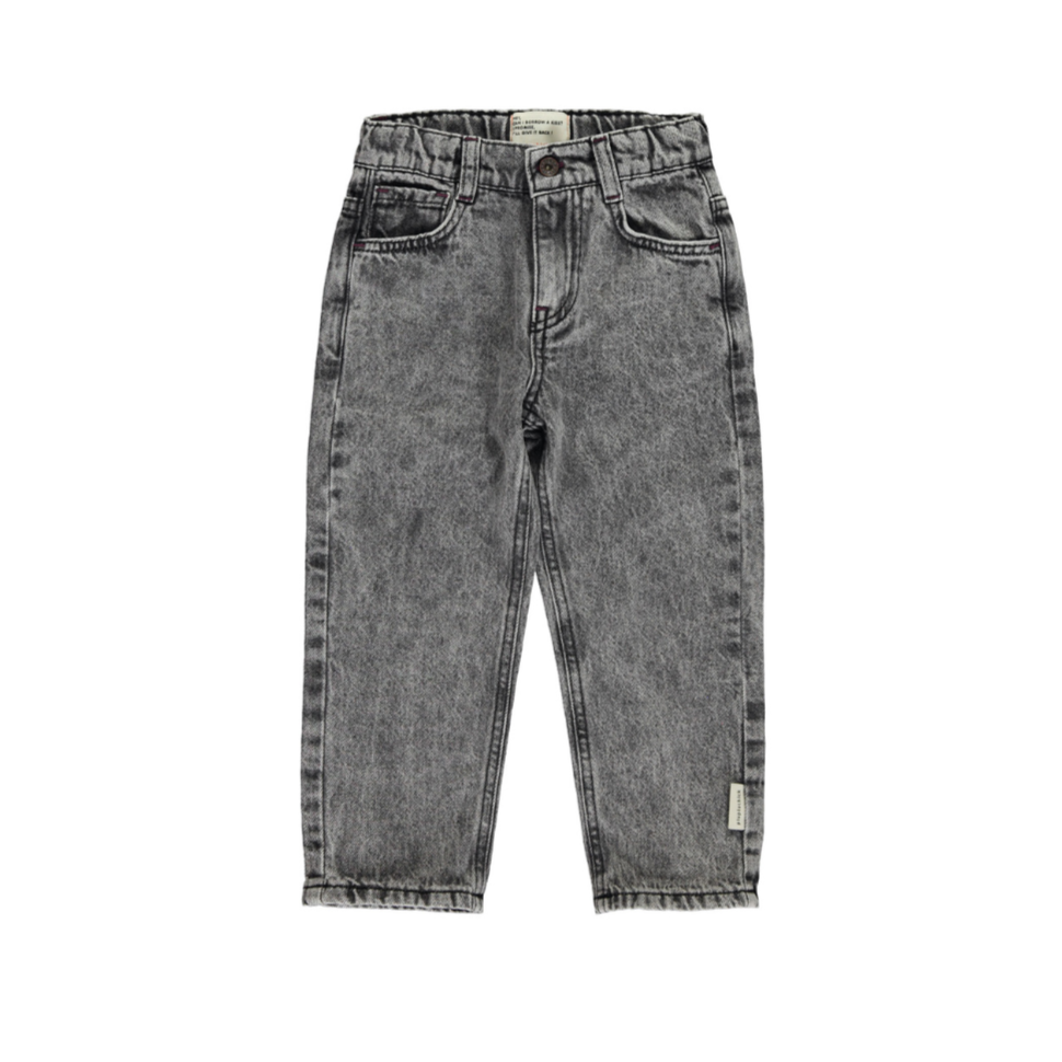 Jean unisexe en denim noir délavé