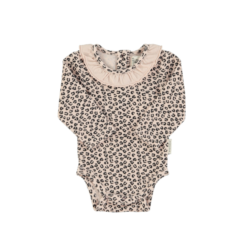 Baby Baby with long sleeves with collar - pale pink with animal print