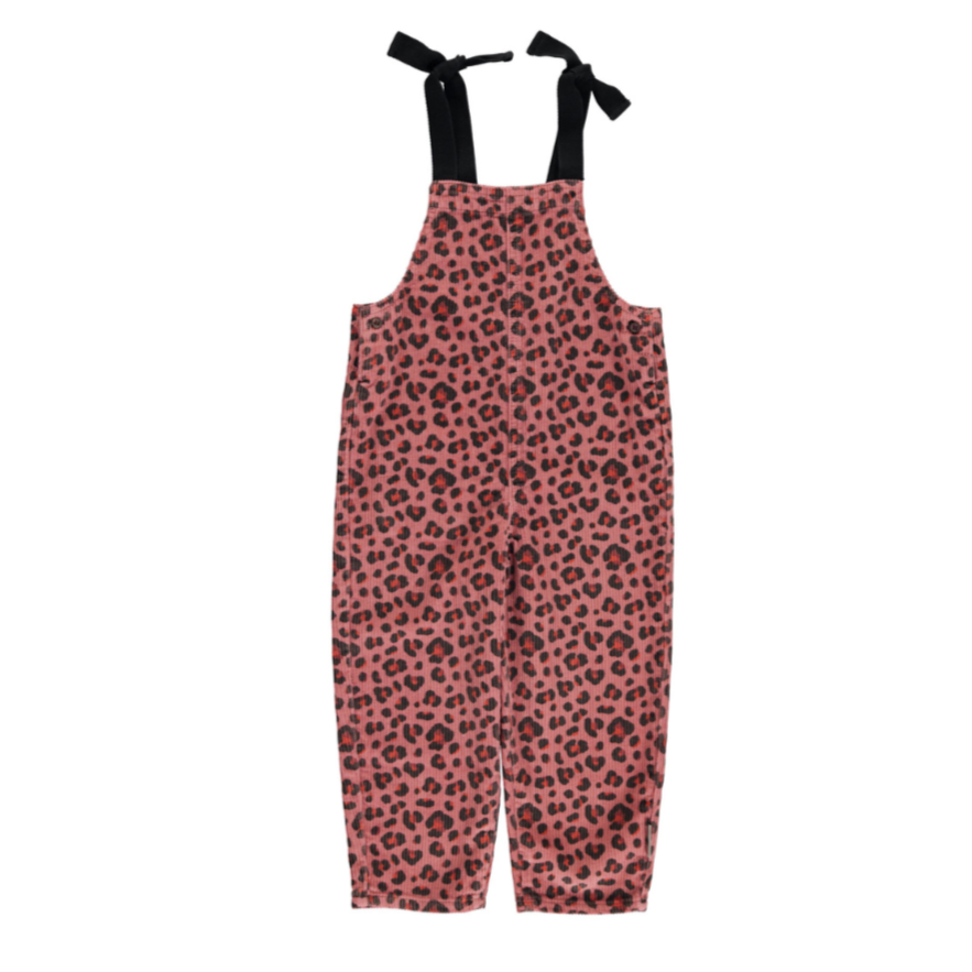 Pink animal print overalls