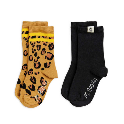 Chaussettes enfant Pack 2 paires chaussettes léopard/noir Mini Rodini
