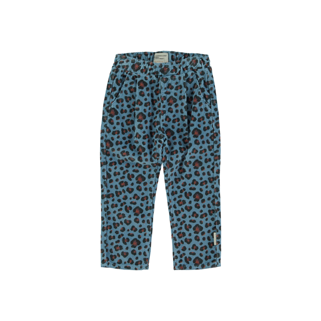 Animal -printed blue unisex pants