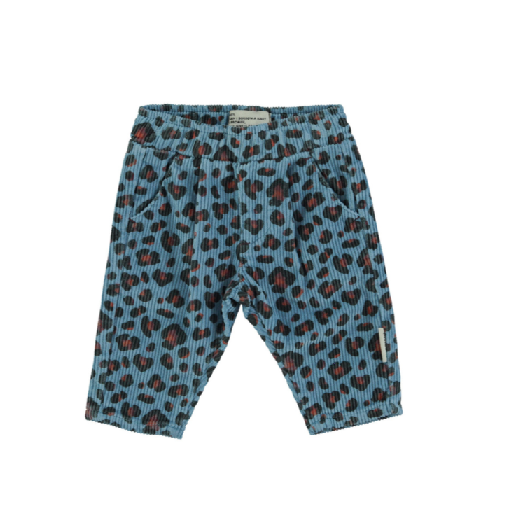 Blue to animal print unisex pants