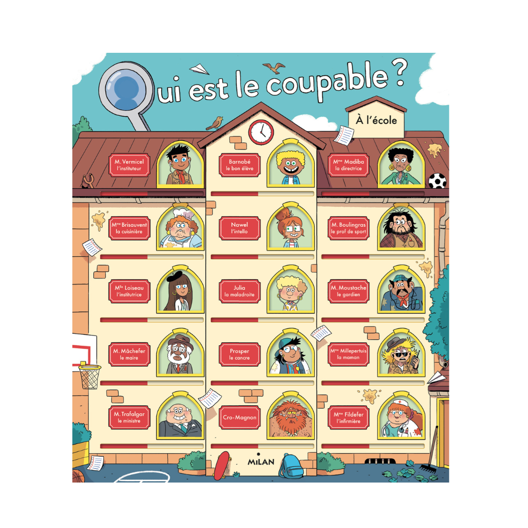 Livre jeu QUI EST LE COUPABLE? À L'ÉCOLE