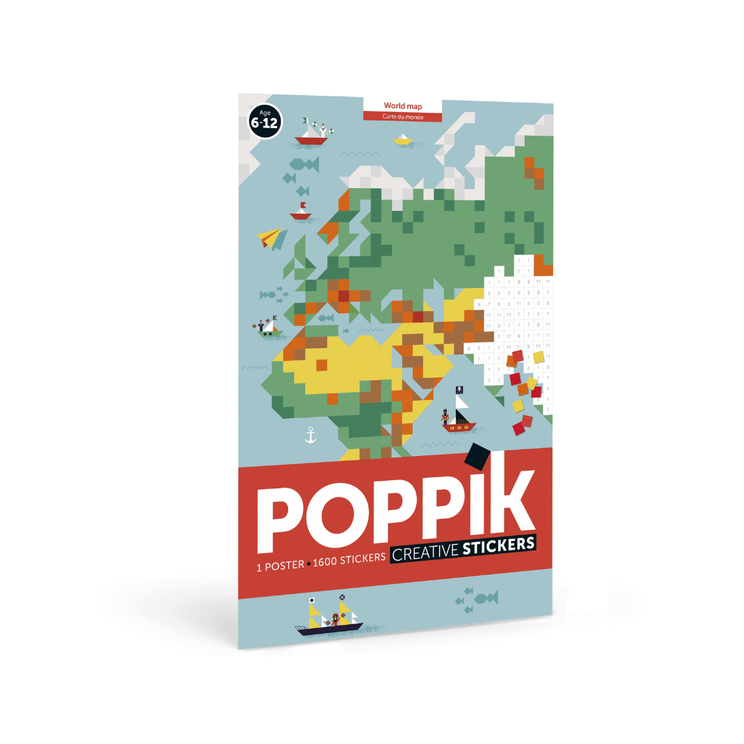 Pixels poster + 1600 stickers world map 