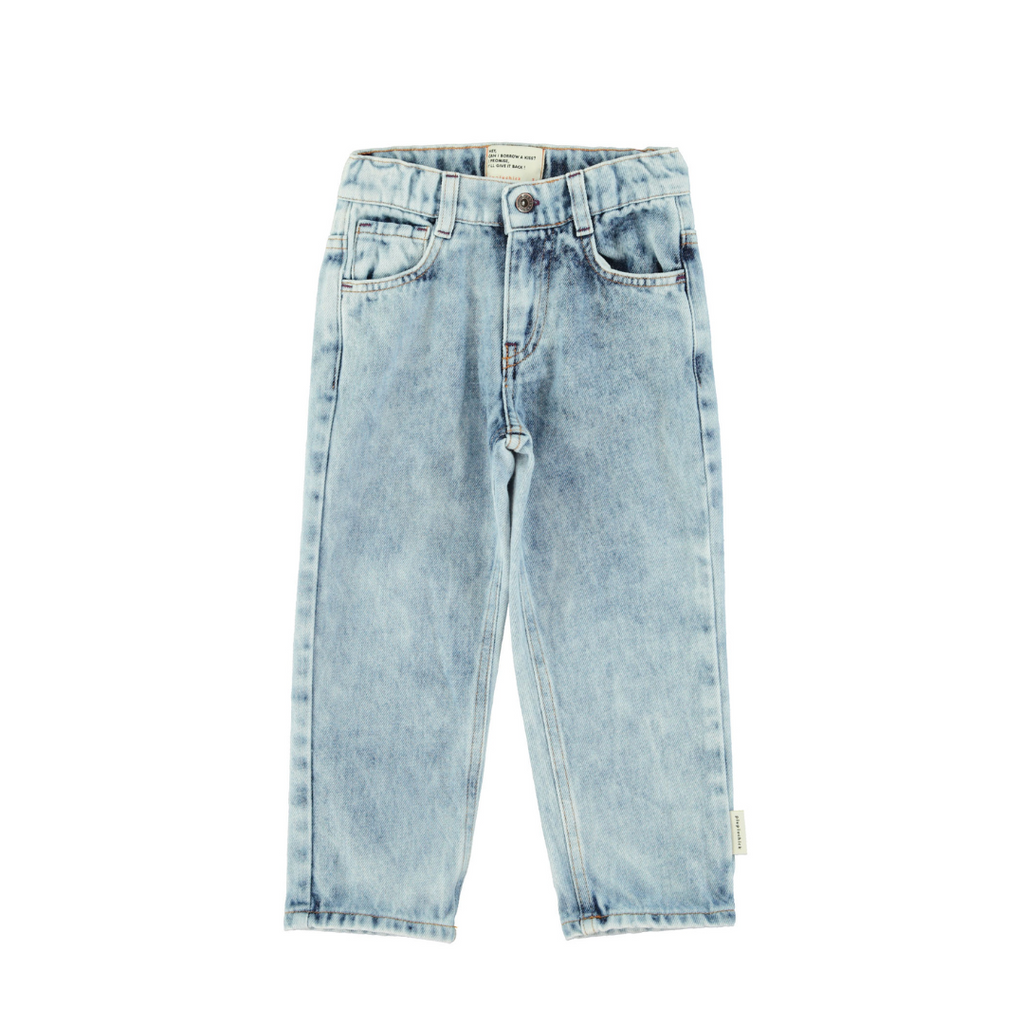 Jean unisexe en denim bleu délavé