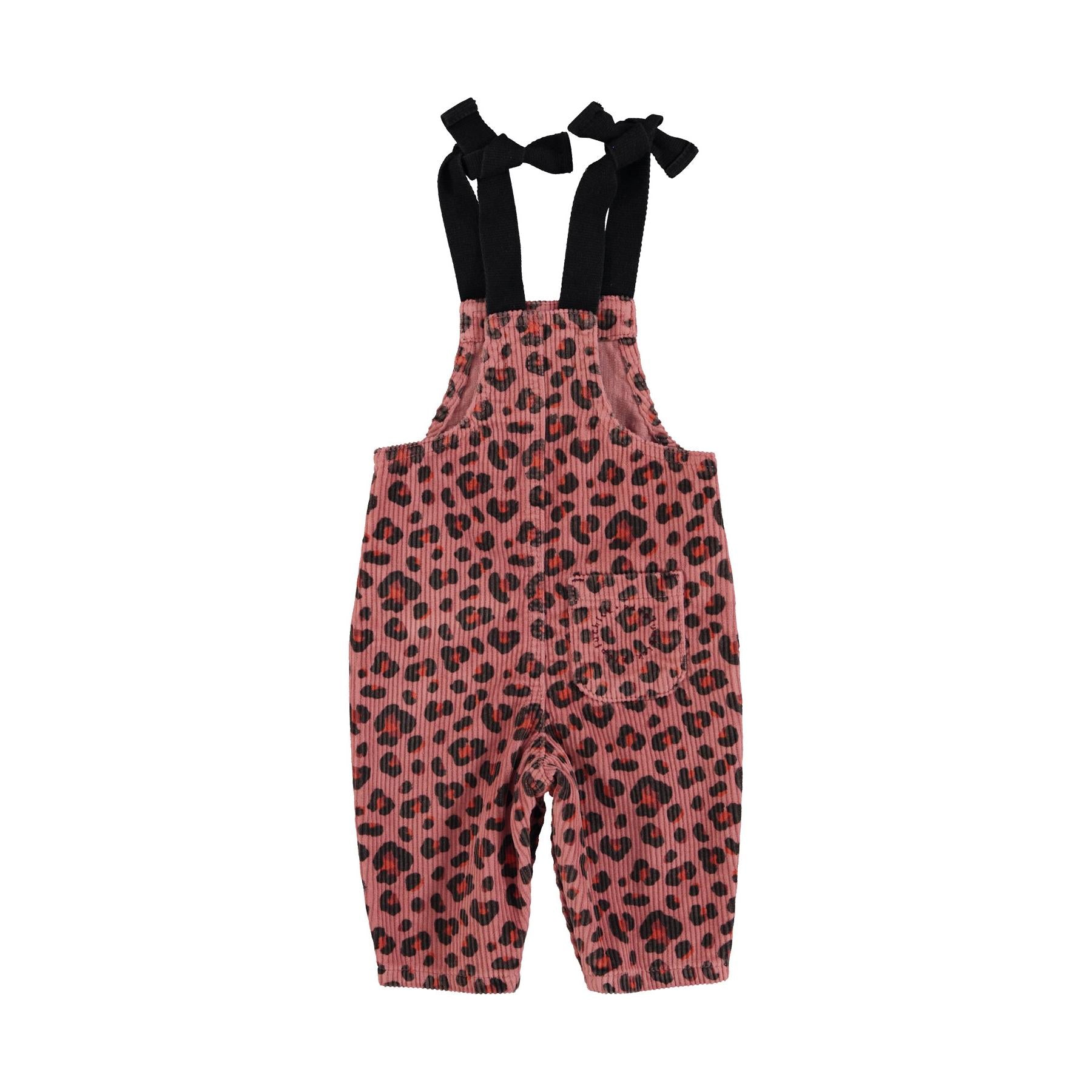 Baby pink overalls with animal print