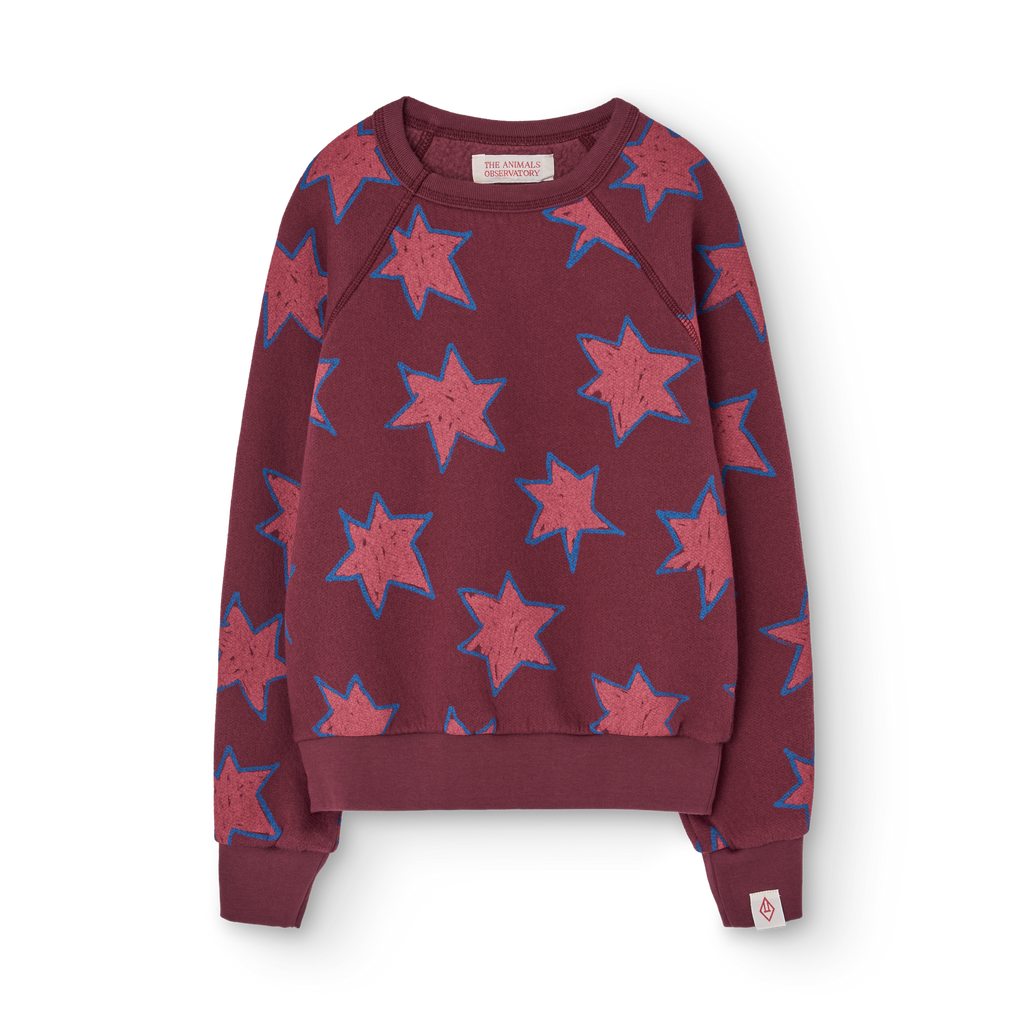 Burgundy Shark sweatshirt with stars