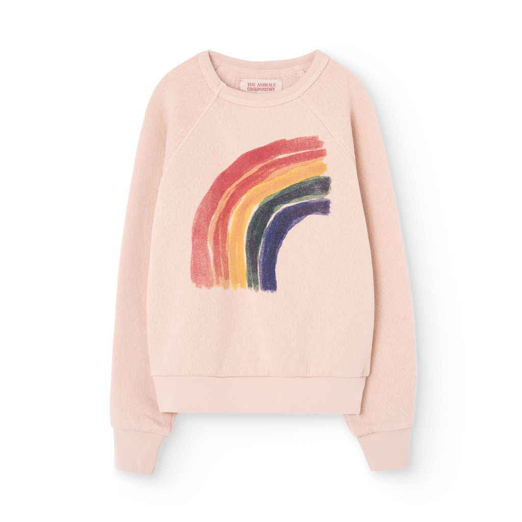 Pink shark sweatshirt with rainbow pattern