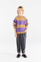 Purple and beige striped boxfish sweater
