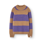 Purple and beige striped boxfish sweater