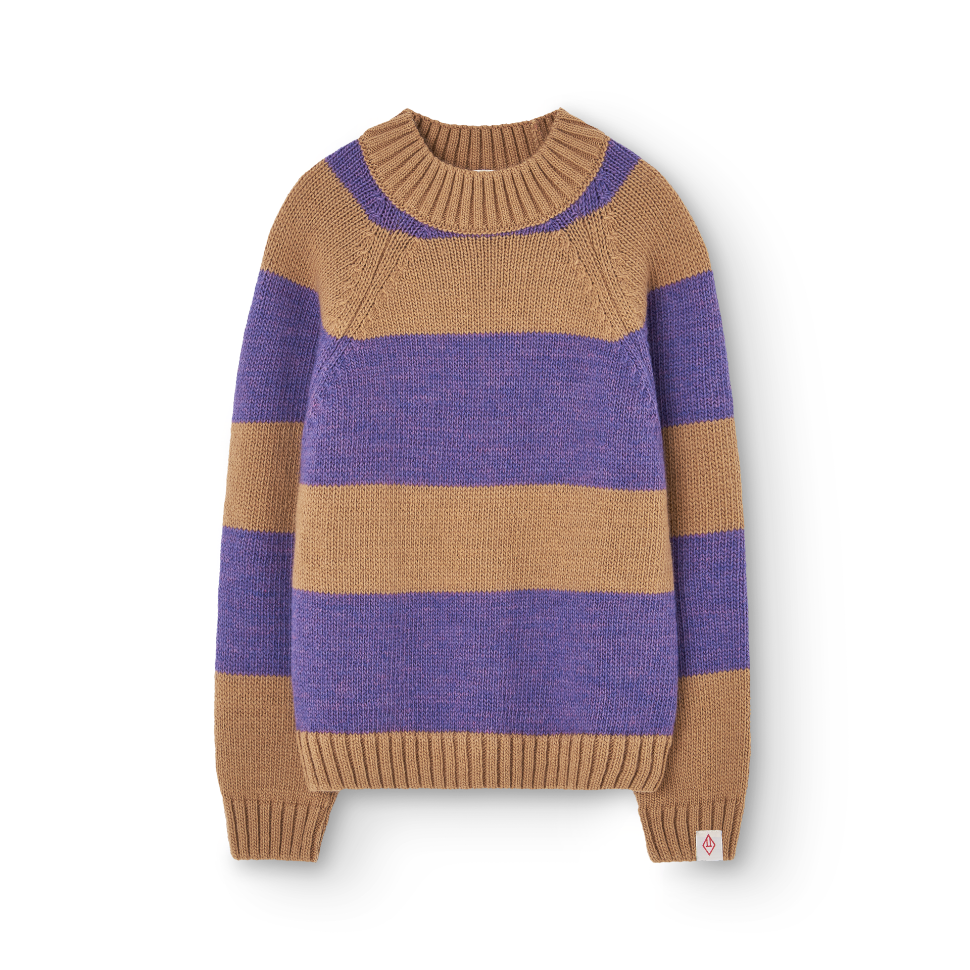 Purple and beige striped boxfish sweater