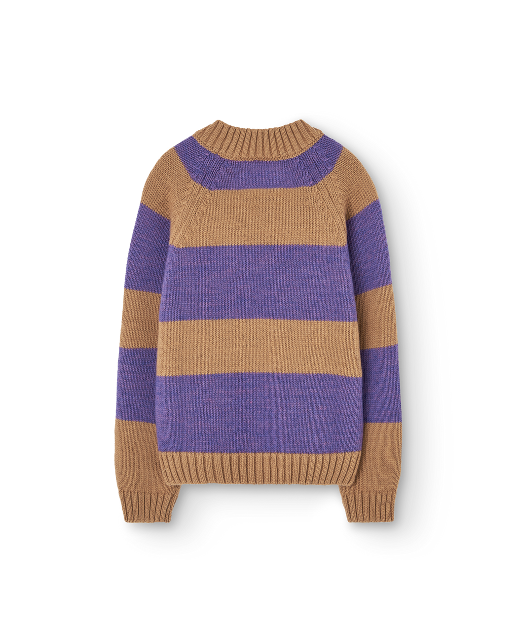 Purple and beige striped boxfish sweater