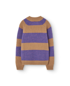 Purple and beige striped boxfish sweater