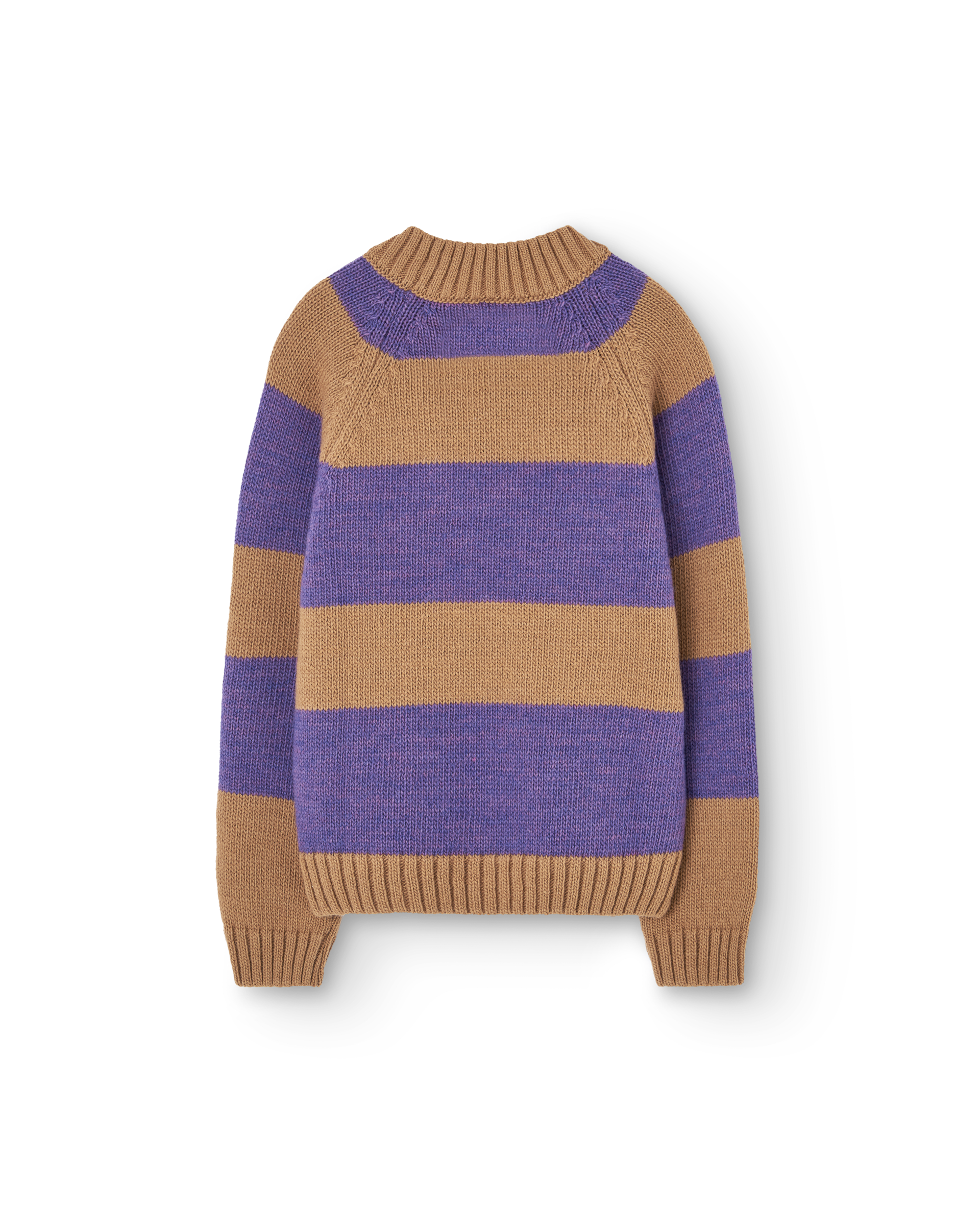 Purple and beige striped boxfish sweater
