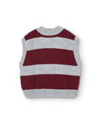 Blobfish sleeveless vest in burgundy and gray stripes