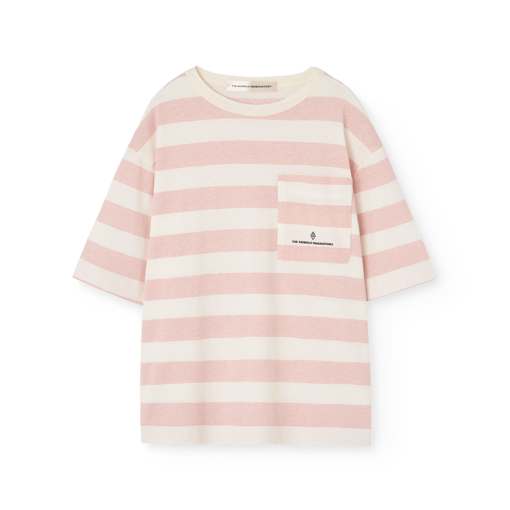 T-shirt Collie rayé rose & écru