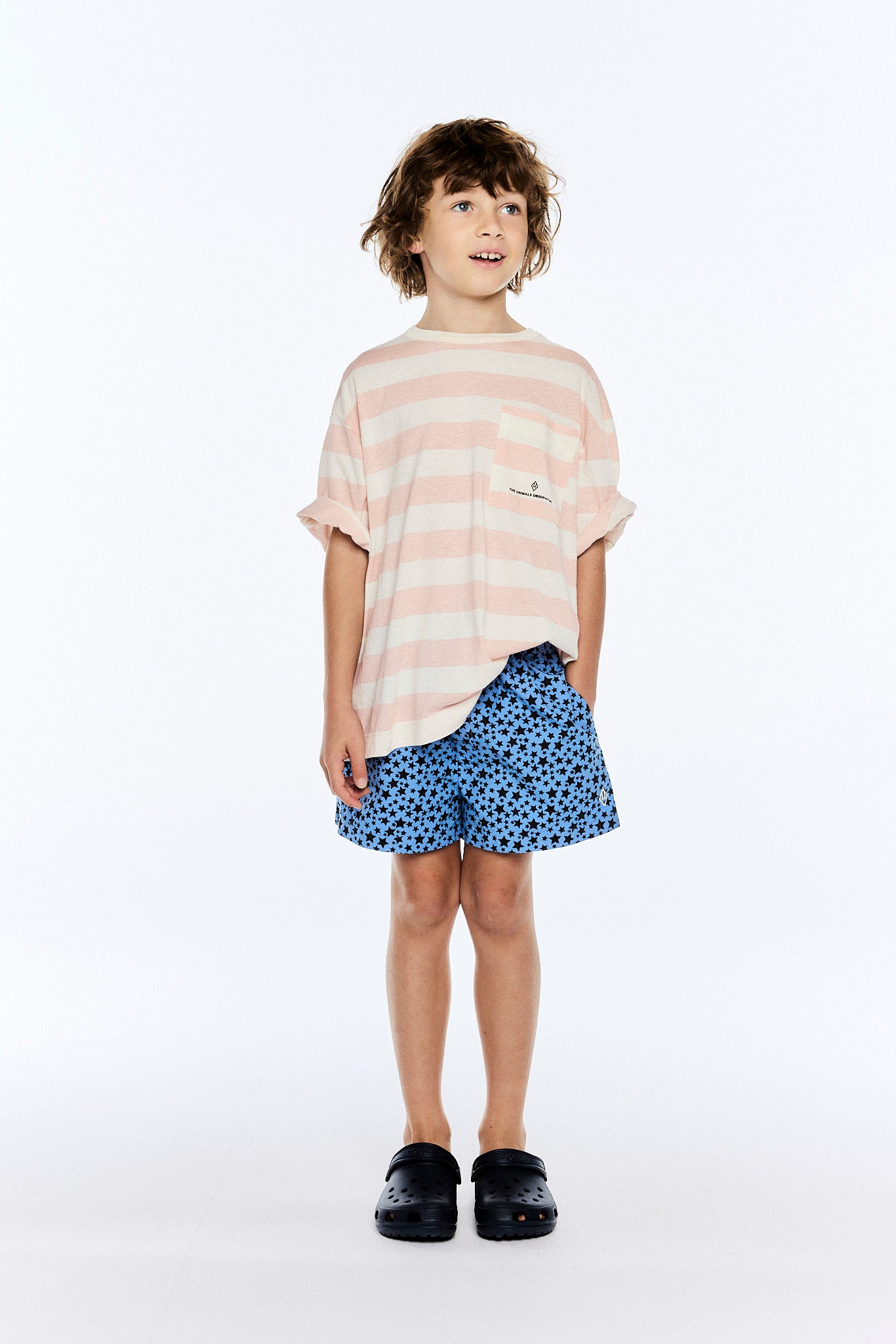 T-shirt Collie rayé rose & écru
