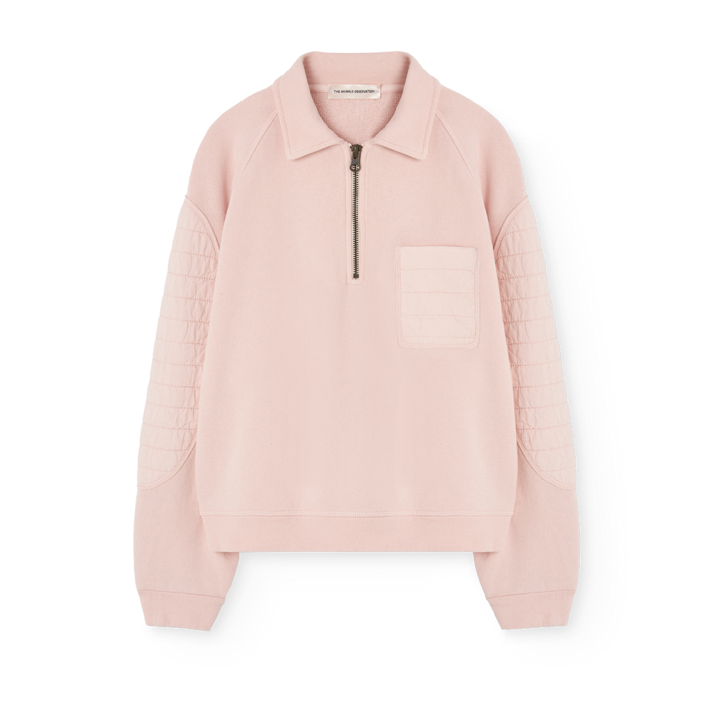 Sweat rose zippé col polo