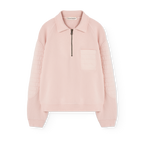 Sweat rose zippé col polo