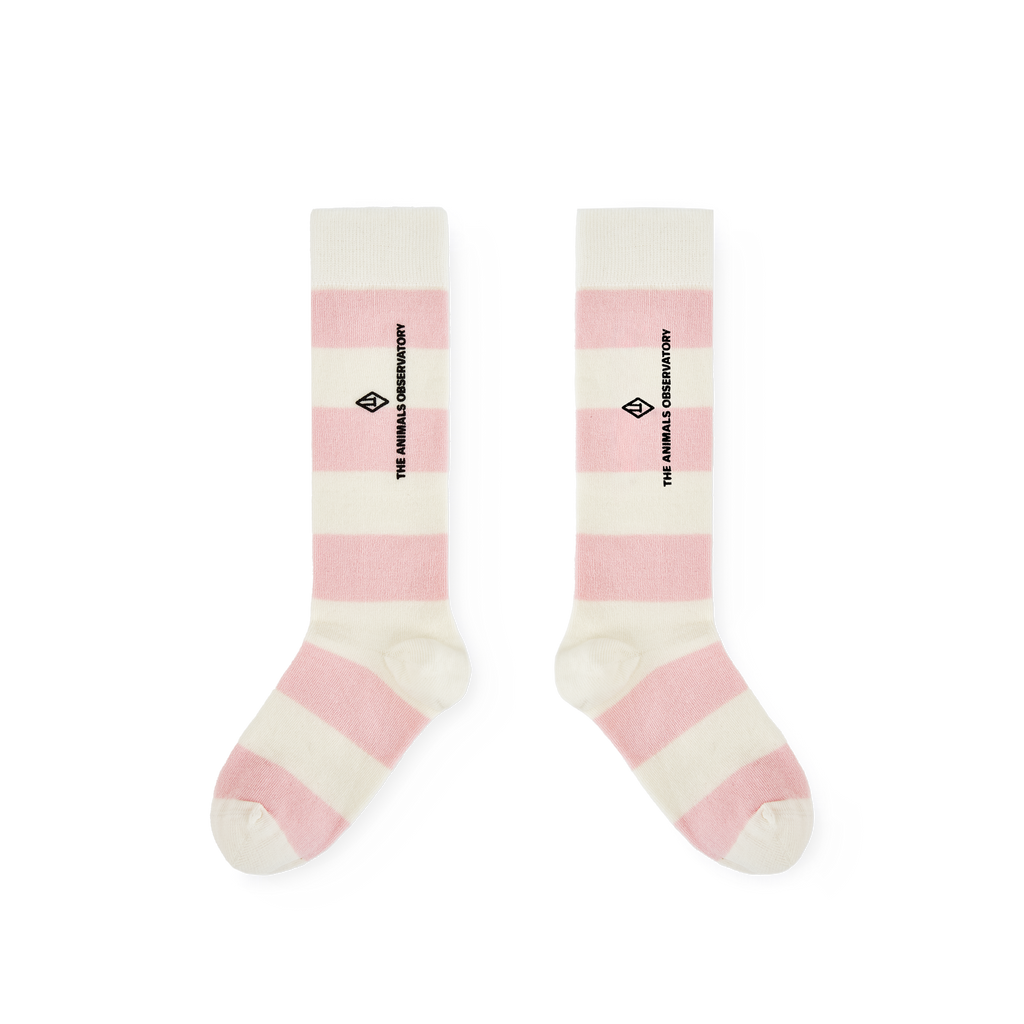 Chaussettes rayées rose