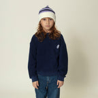 Quirky Snail beanie navy blue stripes