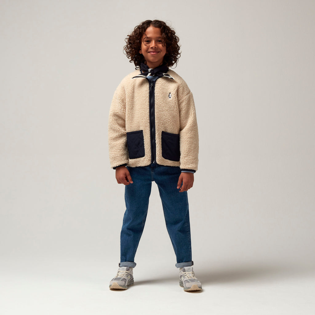Veste réversible sleeping lion teddy/sky captain blue