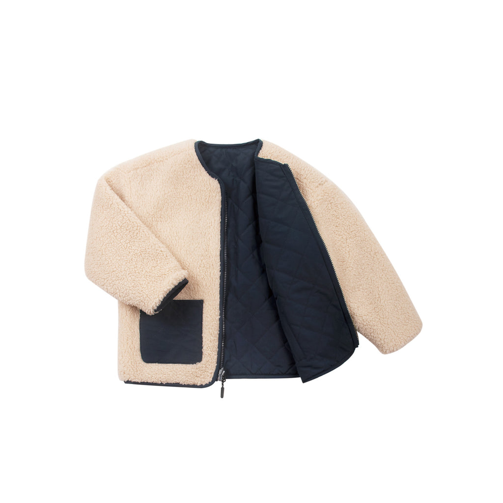 Veste réversible sleeping lion teddy/sky captain blue