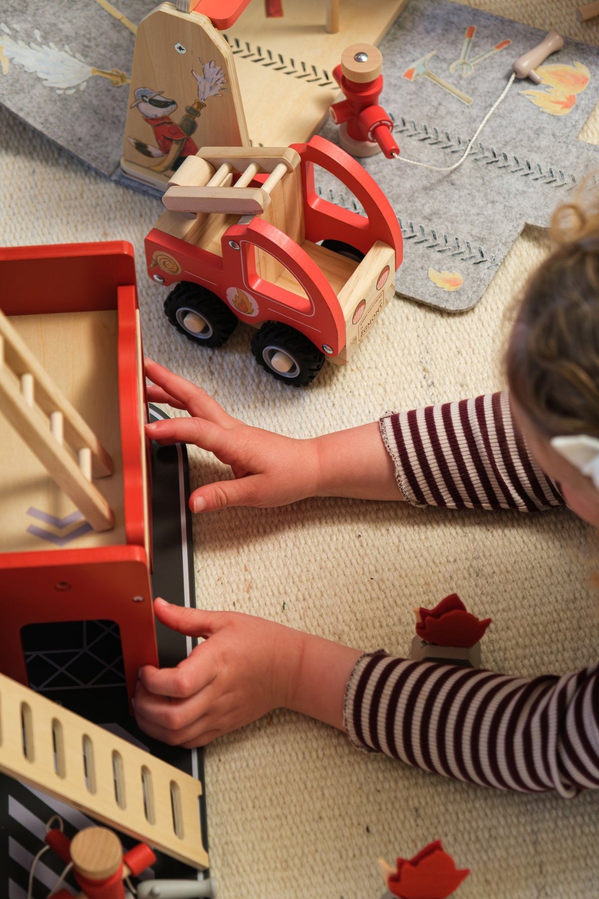 Large fire station with miniature friend