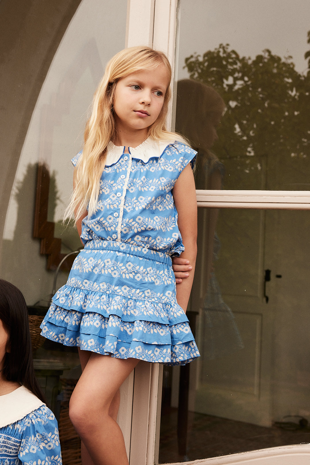 Short ruffled skirt with Bloomer Léa Farandole Blue