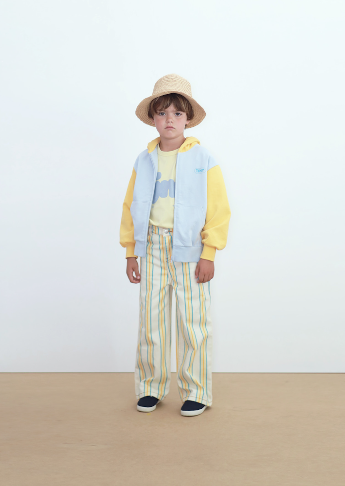 Hoodie à Blocs de Couleurs Gris et Orange