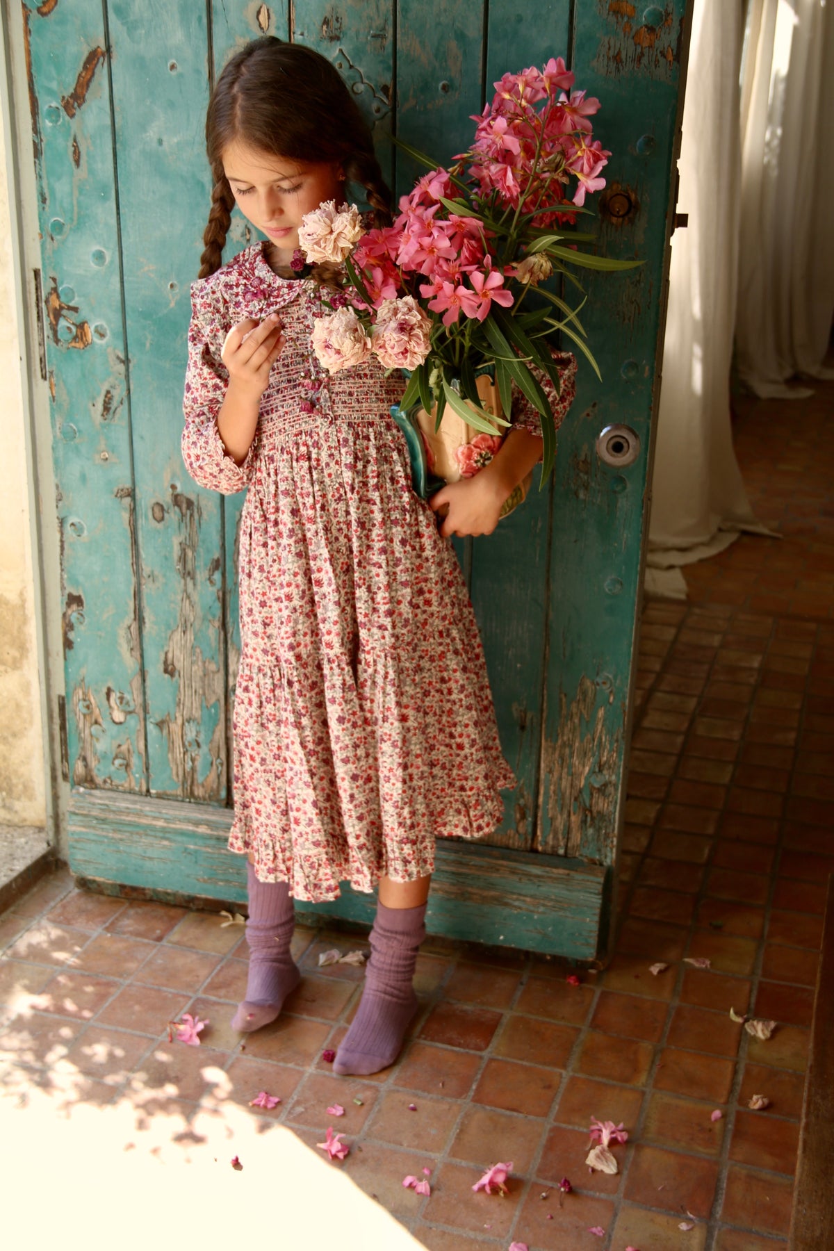 Robe longue Flowers field print