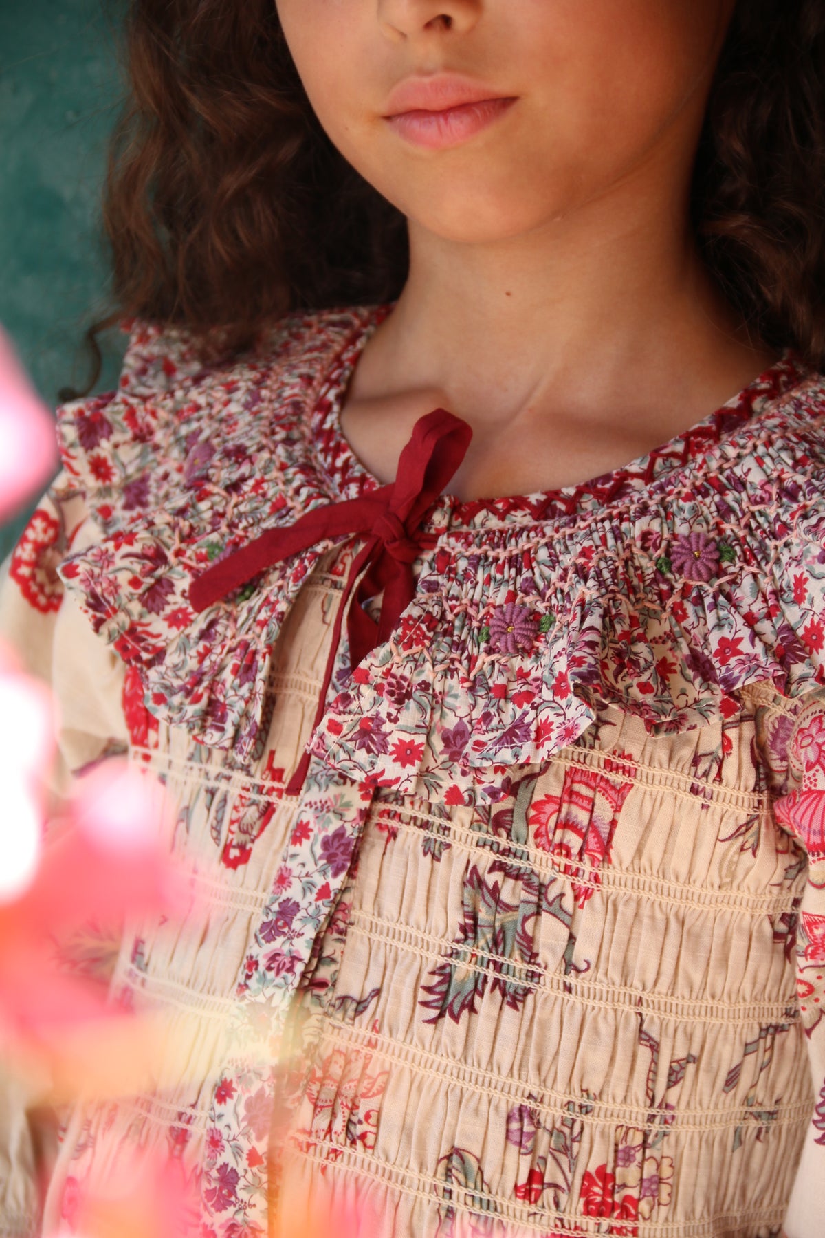 Tunique et barrette Doux rose - vence print