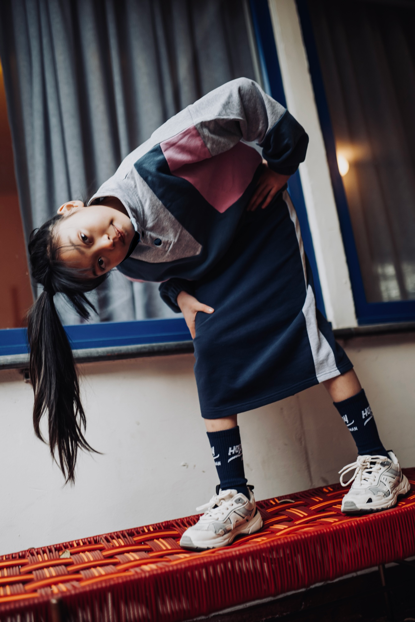 Color block button-up sweatshirt