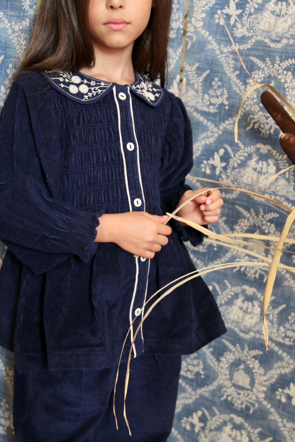 Blouse velours marine